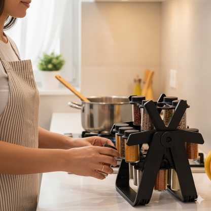 حاملة التوابل مع القارورات العصرية