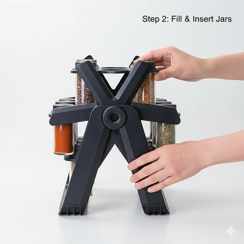 حاملة التوابل مع القارورات العصرية